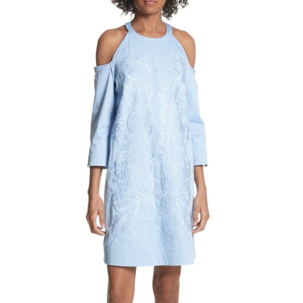 TED BAKER LONDON Jettas Cold Shoulder Shift Dress 0